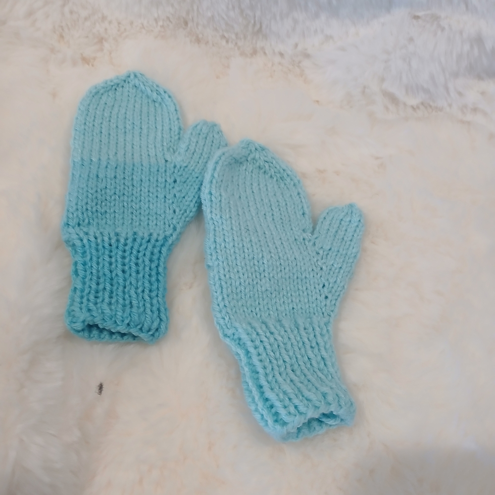 Kids' Sky Blue Knit Mittens